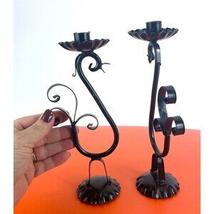 Vintage 1960s candlesticks, candle holder, bird shaped metal, half inch candles